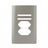 Placa p/ 2 Interruptores + Tomada dupla 4x2 - Novara Aço